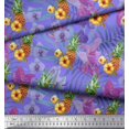 thumbnail image 3 of Soimoi Purple Poly Georgette Fabric Lily & Pine Fruits Decor Fabric Printed Yard 52 Inch Wide, 3 of 3