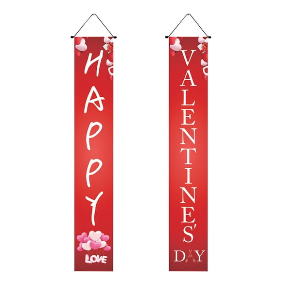 Aqestyerly Valentine Table Decor,Valentine's Day Porch Couplet Home Curtain Banner Pull Flag Holiday Decoration,Decoración del hogar