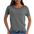 thumbnail image 1 of Yuyuzo Hauts Courts pour Femmes T-Shirts à Manches Courtes Col Rond Hauts de Sortie T-Shirts Unis Hauts, 1 of 7
