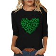 thumbnail image 2 of Meichang Liquidation pour Femmes Hauts de la Fête de la Saint-Patrick T-Shirts à Manches 3/4 à Col Rond T-Shirts Trèfle Porte-Bonheur T-Shirts à Imprimé Vert T-Shirt Irlandais Hauts Coupe Ample Chemisiers de la Fête de la Saint-Patrick, 2 of 4