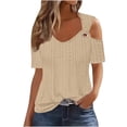 thumbnail image 2 of QIPOPIQ Women's Cold Shoulder Tops Short Sleeve V Neck T Shirts Basic Summer Tees Clearance, 2 of 7