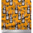 thumbnail image 1 of Soimoi Orange Moss Georgette Fabric Insect,Lavender & Vintage Bottle Print Fabric by Yard 42 Inch Wide, 1 of 3