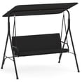 thumbnail image 1 of Gymax 3-Seat Outdoor Patio Swing Chair w/  ArmrestsAdjustable Tilt Canopy & Stand Black, 1 of 10