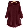 thumbnail image 2 of Womens Cardigan Plus Size Button Plush Tops Hooded Loose Cardigan Wool Coat Winter Jacket Navy Xl, 2 of 5