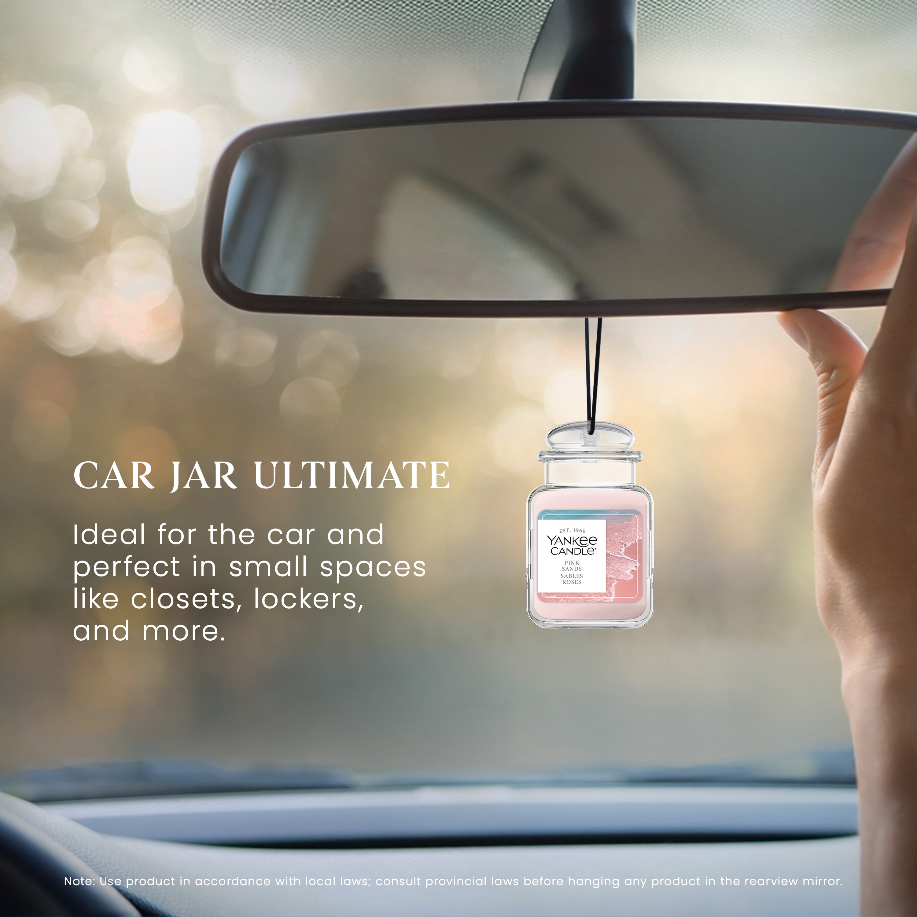Désodorisant de voiture Yankee Candle Car Jar Ultimate, parfum Sables roses - neutralise les odeurs jusqu’à 30 jours