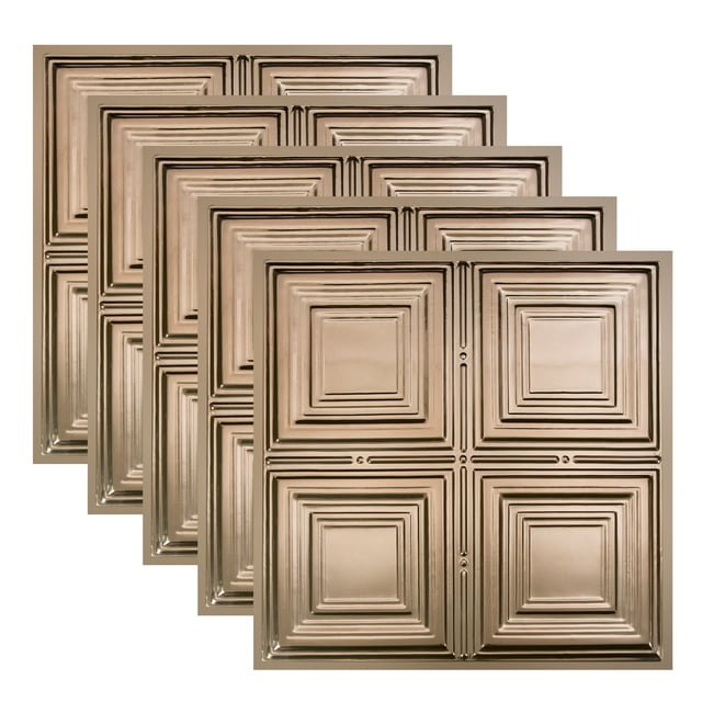 Great Lakes Tin Syracuse Champagne 2 Pi x 2 Pi Carreaux de Plafond à Poser (Lot de 5)