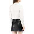 thumbnail image 3 of INSPIRE CHIC Women's Denim Cropped Jackets Chest Pocket Plaid Trim Button Down Jean Jacket XS White, 3 of 8