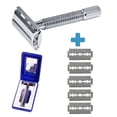 thumbnail image 1 of Vintage Double Edge Stainless Steel Shaver, with Storage Box, Close Smooth Shave, Men Facial Grooming, 1 of 5