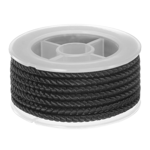 Unique Bargains Nylon Thread Twine Beading Cord 4mm Extra-Strong Braided Nylon Crafting String 3.2M/10.5 Feet, Black