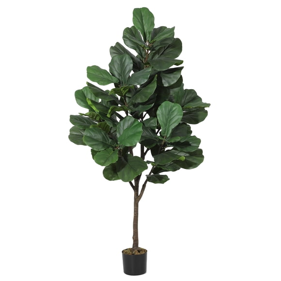 Fiddle Leaf Fig Tree 5ft Tall Artificial Tree,Faux Indoor Floor Plant with 63 Leaves,Home Decor Greenery for Bedroom Living Room Office Corner