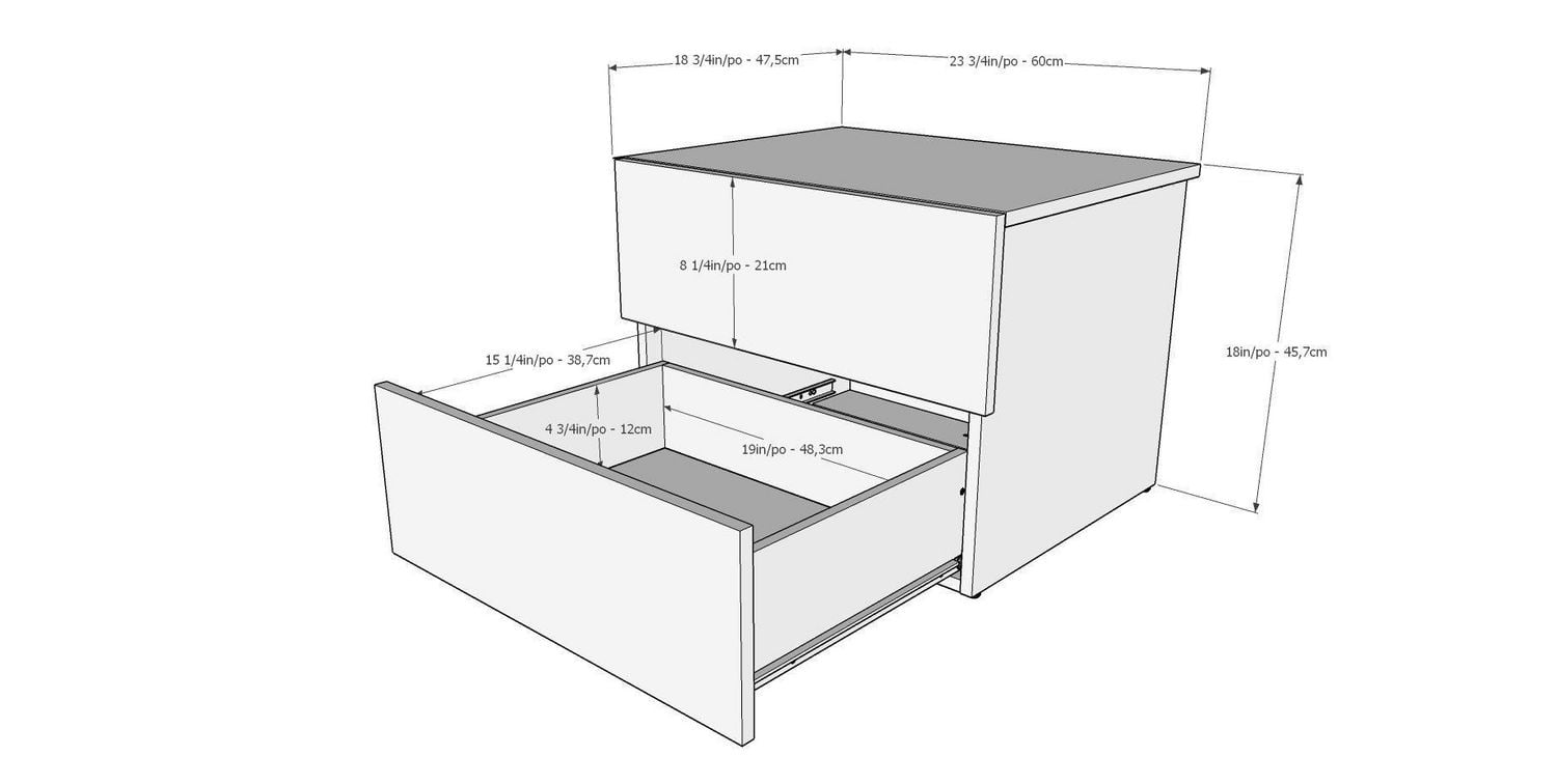 Table de nuit à 2 tiroirs