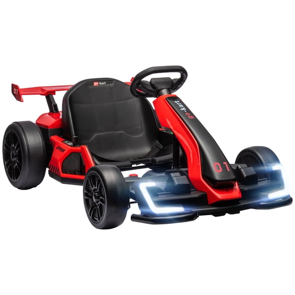 Aosom 24V Electric Go Kart, Kids Drift Kart with Adjustable Seat, Red
