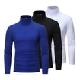 thumbnail image 1 of XUNZOO Chandails à Col Montant pour Hommes 3 Pcs Manches Longues Col Roulé Chandail Hauts Noir&Bleu Royal&Blanc m, 1 of 7