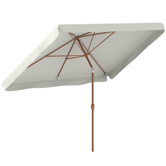 Outsunny Parasol de Patio Parasol d'Extérieur, Mât en Aluminium, Manivelle Blanc