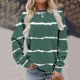 thumbnail image 4 of Pisexur Sweat à Capuche Oversize pour Femmes Décontracté Automne Col Rond Rayé Manches Longues T-Shirt Blouse Tunique Légère, 4 of 6