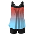 thumbnail image 4 of FAVIPT Womens Two Piece Swimwear Printed Tummy Control Bathing Suits Modest Athletic Tank Top with Boyshorts Watermelon Red,M, 4 of 5