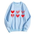 thumbnail image 3 of Qertyioot Chandail Cœur d'Amour Saint-Valentin, s Imprimé Mode Femme Manches Longues Col Rond Imprimé Blouse Ample Hauts, 3 of 3