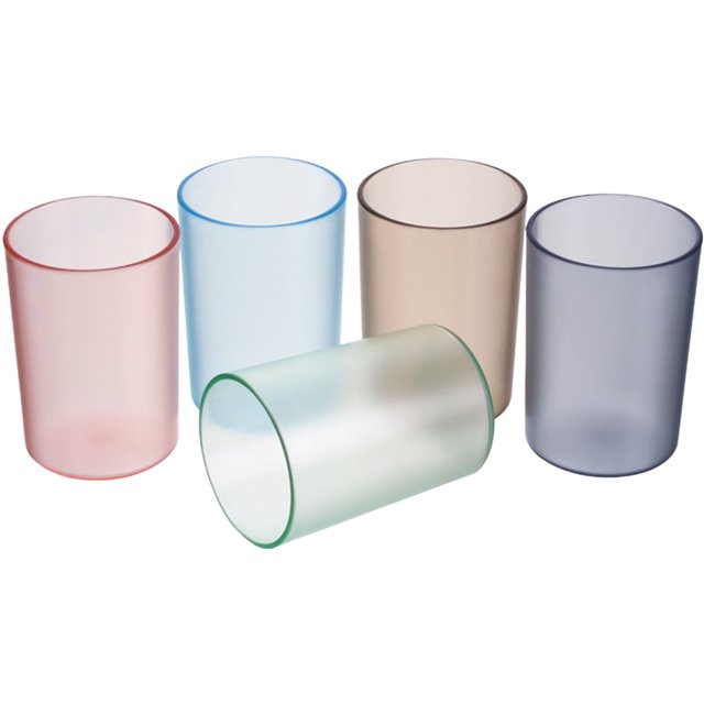 5pcs Bathroom Plastic Cups Toothbrush Storage Cups Household Tooth Brushing Cups. A set of five lightweight plastic cups in assorted translucent colors, including pink, blue, beige, green, and gray. Each cup measures approximately 7.50 x 7.50 x 10.50 cm (2.95 x 2.95 x 4.13 in) and features a smooth, comfortable surface. Suitable for holding toothbrushes, toothpaste, or as drinking cups for water, milk, or juice. Ideal for bathrooms, kitchens, travel, or camping.