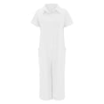 thumbnail image 3 of Combinaison Chemise en Coton pour Femmes, Couleur Unie, Décontractée, à Manches Courtes, Longueur Moyenne, 3 of 5