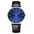 thumbnail image 1 of Montre Homme Tendance Ultra Fine Minimaliste Bracelet en Cuir Fin Acier Inoxydable Quartz, 1 of 9