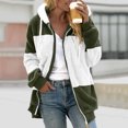 thumbnail image 1 of EGNMCR Womens Winter Fuzzy Fleece Jacket Hooded Drawstring Color Block Patchwork Cardigan Zipper Pullover Coats Outerwear with Pockets, 1 of 5
