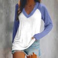 thumbnail image 2 of FAIWAD Women’s Color Block Tunic Top Long Sleeve Patchwork V Neck Plus Size Pullover Top, 2 of 4