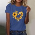 thumbnail image 2 of KIHOUT Nouveau Haut de Mode d'Été pour Femmes 2025, Haut Décontracté à Imprimé Floral pour Dames à Manches Courtes et Col Rond Bleu G, 2 of 4