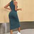 thumbnail image 4 of Oksale Robes Moulantes pour Femmes Sans Manches Côtelées Robe Maxi Ajustée Douce Extensible Confortable Col Ras du Cou Dos Nu Robes d'Été pour Fête de Vacances Bleu Foncé L, 4 of 6