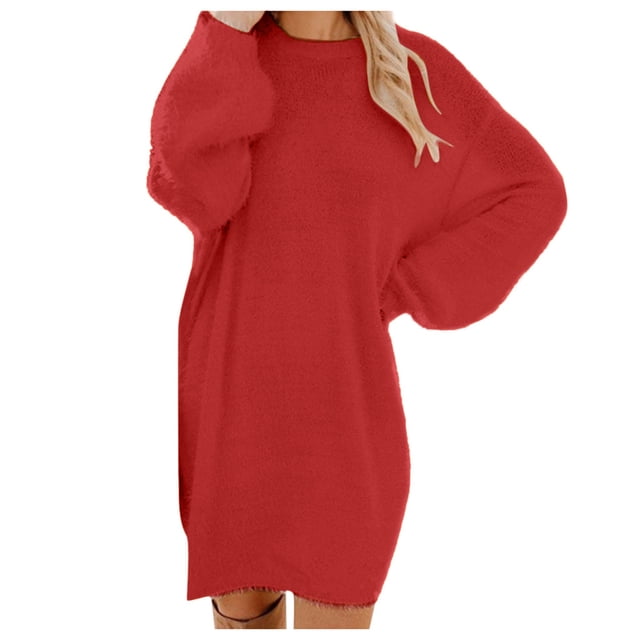 2025 Robe Chandail pour Femmes Femmes Robe Chandail d'Hiver Robes en Tricot pour Femmes Automne Col Roulé Chaud Manches Longues Robe Chandail en Tricot Torsadé Poche
