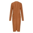 thumbnail image 4 of Yuyuzo Womens Maxi Cardigans Long Sleeve Open Front Ribble Knit Solid Color Sweater Outwear Coat Cardigan, 4 of 5