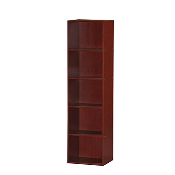 HODEDAH IMPORT 5 Shelve Bookcase cabinet, Mahogany