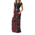 thumbnail image 4 of Pisexur Robe Grande Taille pour Femmes Imprimé Floral Décontracté Élégant Été Automne Maxi Robes avec Poches, 4 of 7