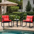 thumbnail image 1 of Homall Ensemble de Mobilier de Jardin 3 Pcs Comprenant une Chaise Berçante, un Ensemble de Mobilier de Patio Moderne, des Chaises à Bascule en Résine Tressée, des Chaises Rembourrées en Rotin PE et une Table Basse en Verre, Rouge., 1 of 7