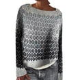 thumbnail image 1 of Tiweut Chandails Décontractés pour Femmes Doublés en Polaire Chandail d'Hiver Manches Longues Col Rond Mi-Longueur Blouses Patchwork Argent,G, 1 of 5