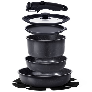 GIPP 8pcs Ceramic Cookware Sets with Removable Handle,Oven & Dishwasher Safe,Pots and Pans Set Non Stick,Induction Cookware