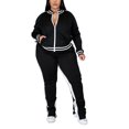 thumbnail image 1 of MAWCLOS Women Plus Size Slim Leg Sweatsuits Running Long Sleeve Jacket+Sweatpants Black XXXXL, 1 of 5