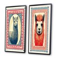 thumbnail image 3 of Designart "Retro Stamp Alpaca Portrait Illustration III" Alpaca Framed Wall Art Set Of 2 - Traditional Red Frame Gallery Set For Office Decor, 3 of 6