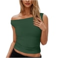 thumbnail image 1 of Plebaso Débardeurs pour Femmes à Épaules Dénudées Sans Manches Ajustés Courts Froncés d'Été pour Sorties T-Shirts, 1 of 7