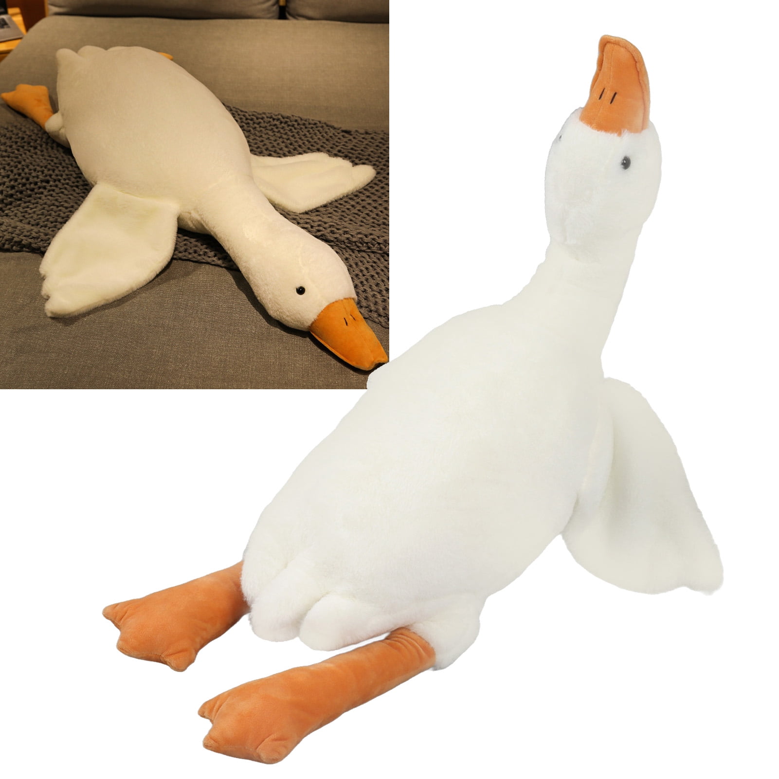 Oie Oie Peluche Jouet Oie Douce Coussin à Câliner Animal en Peluche pour Enfants Adultes Blanc 50cm