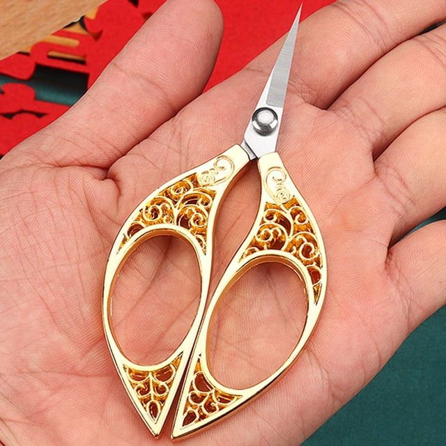 Cqxid Cutter Under $5 Retro Small Scissors Tailor Cutting Thread Head Tea Pointed Stainless Steel Office Dragon And Handmade Special Gold Scissors