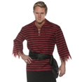 thumbnail image 1 of Chemise Rayée Pirate Noire et Rouge Accessoire de Costume pour Homme Adulte Grande Taille TTG, 1 of 3