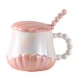 thumbnail image 3 of yuksok Ceramic Coffee Mug Creative for Adults Pearl Shell Shaped for Tea Milk Juice Pink, 3 of 9
