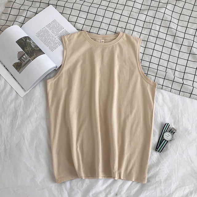 Workout Tank Top Men's Workout Tank Top Sleeveless Pure Color Muscle Shirts For Bodybuilding Gym TrainingApricot XL