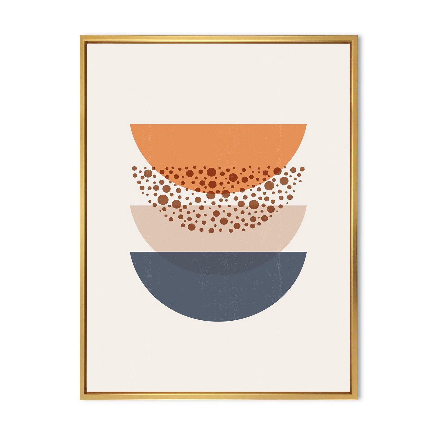 Designart Géométrie abstraite du soleil et de la lune en bleu et orange ART MURAL À CADRE FLOTTÉ