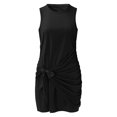 thumbnail image 4 of TJAZFJPA Robes d'Été pour Femmes Nouvelle Jupe Robe Sans Manches pour Femmes Col Rond Plissée Irrégulière Robe d'Été Robe Patineuse Robe Dorée, 4 of 5