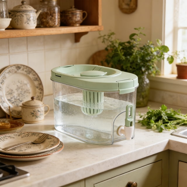 Iumwxz Water Kettle Cold Beverage Kettle Refrigerator Jug with Faucet Leakproof Large Capacity Pitcher for Juice Tea Infuser Party Outdoor Home Use Water Dispenser Green