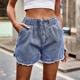 thumbnail image 2 of Birdeem Womens Denim Printing Short Summer Mid Waist Stretchy Pockets Jean Shorts, 2 of 8