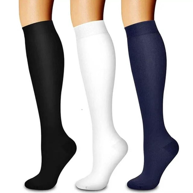 Yuyuzo 3 Pairs Socks for Women Cycling Support Knee High Circulation Socks Athletic Running Firm Socks