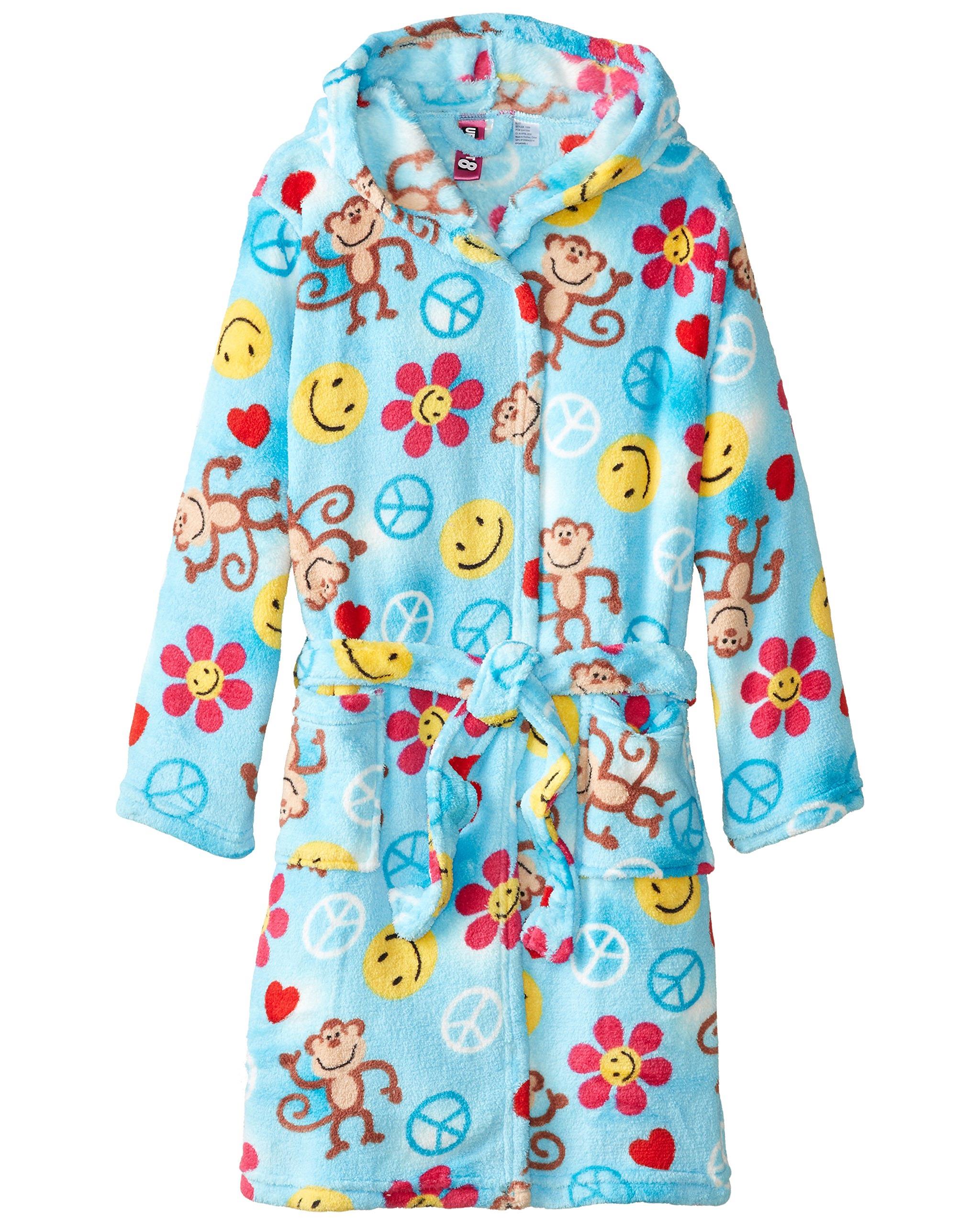 Up Past 8 Girls' Bathrobe Fuzzy Hooded Robe Sleepwear