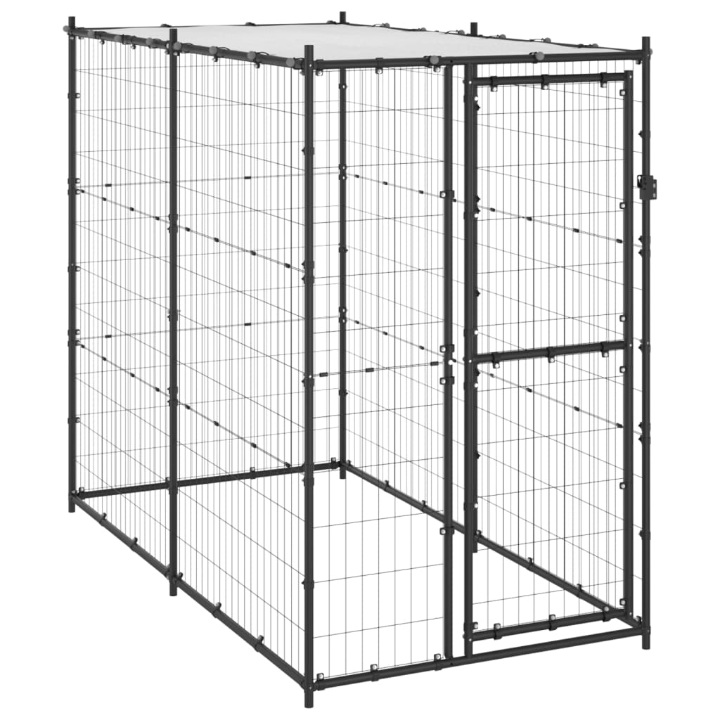 vidaXL Chenil Extérieur pour Chien en Acier avec Toit 110x220x180 cm